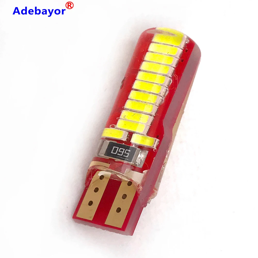 100 шт. T10 194 W5w светодиодный Canbus 4014 24 SMD кремнезем супер яркий светильник Клин для