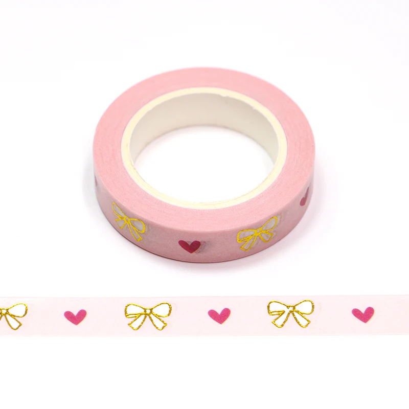 

10pcs/lot 10MM*10M Foil Spring Pink Red Heart Gifts Decorative Washi Tape DIY Scrapbooking Masking Tape School Office Supply