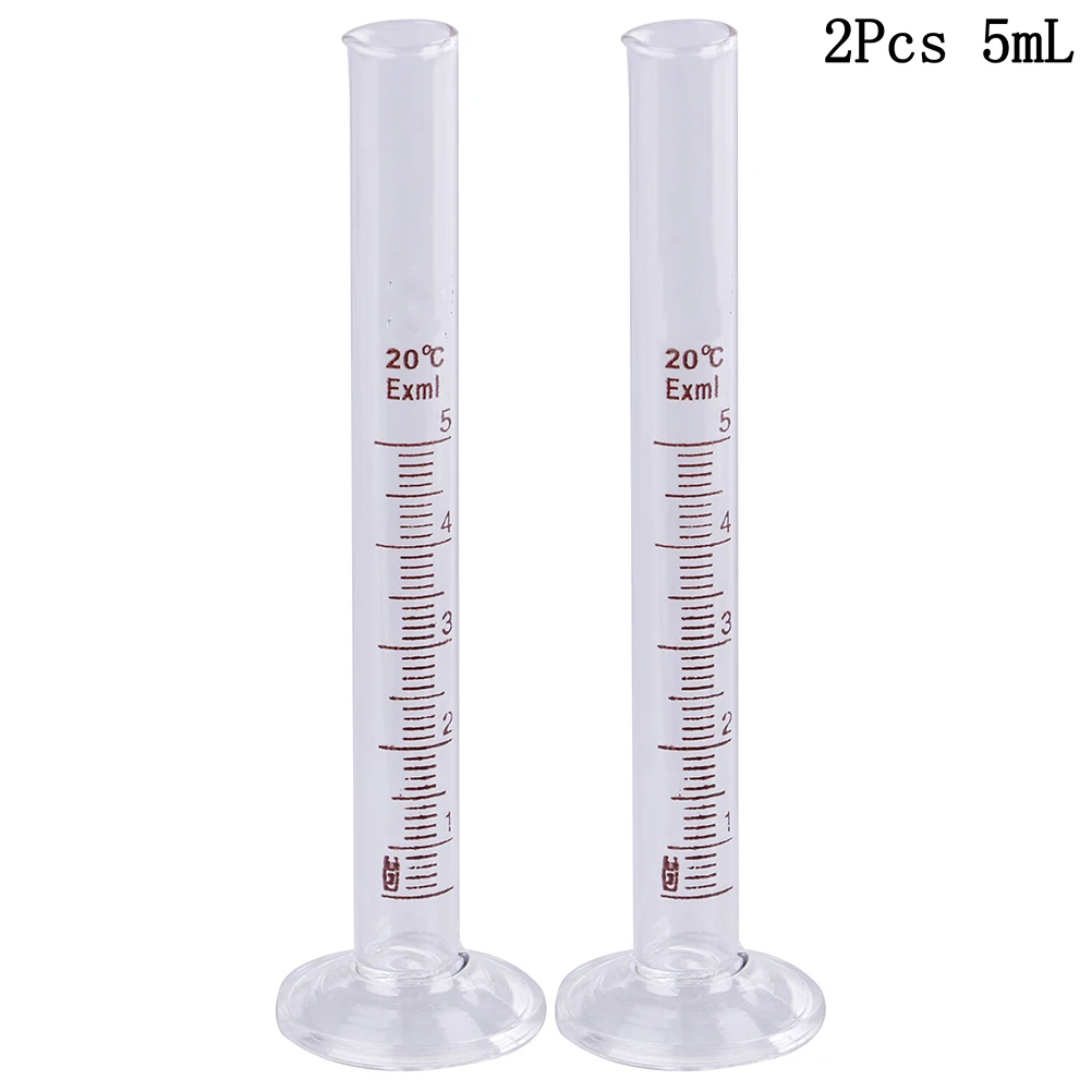 

2pcs 5ml/10ml Profession Graduated Laboratory Glass Measuring Cylinder Chemistry Lab Spout Measure Chemistry Measure Tool