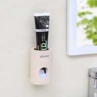 creative self adhesive automatic toothpaste squeezing device wheat fiber wall hanging toothpaste holder for bathroom household