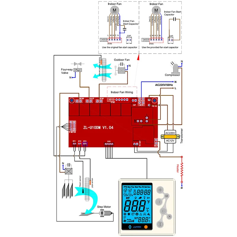 LILYTECH A/C Управление Системы кабинет для переменного тока PCB универсальный A C ler ЖК
