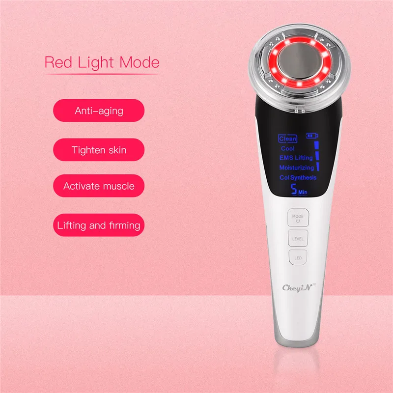 

EMS LED light Therapy Hot Compress Wrinkle Remover Facial Wrinkle Remover Ion Photon Function Hot Cool Treatment Face Lift Firm