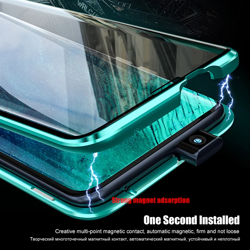 2019 Metal Flip Phone Cases for Oneplus 6 6T Magnetic Absorption Front Back Double Tempered Glass 360 Cover Oneplus6T One Plus6T |