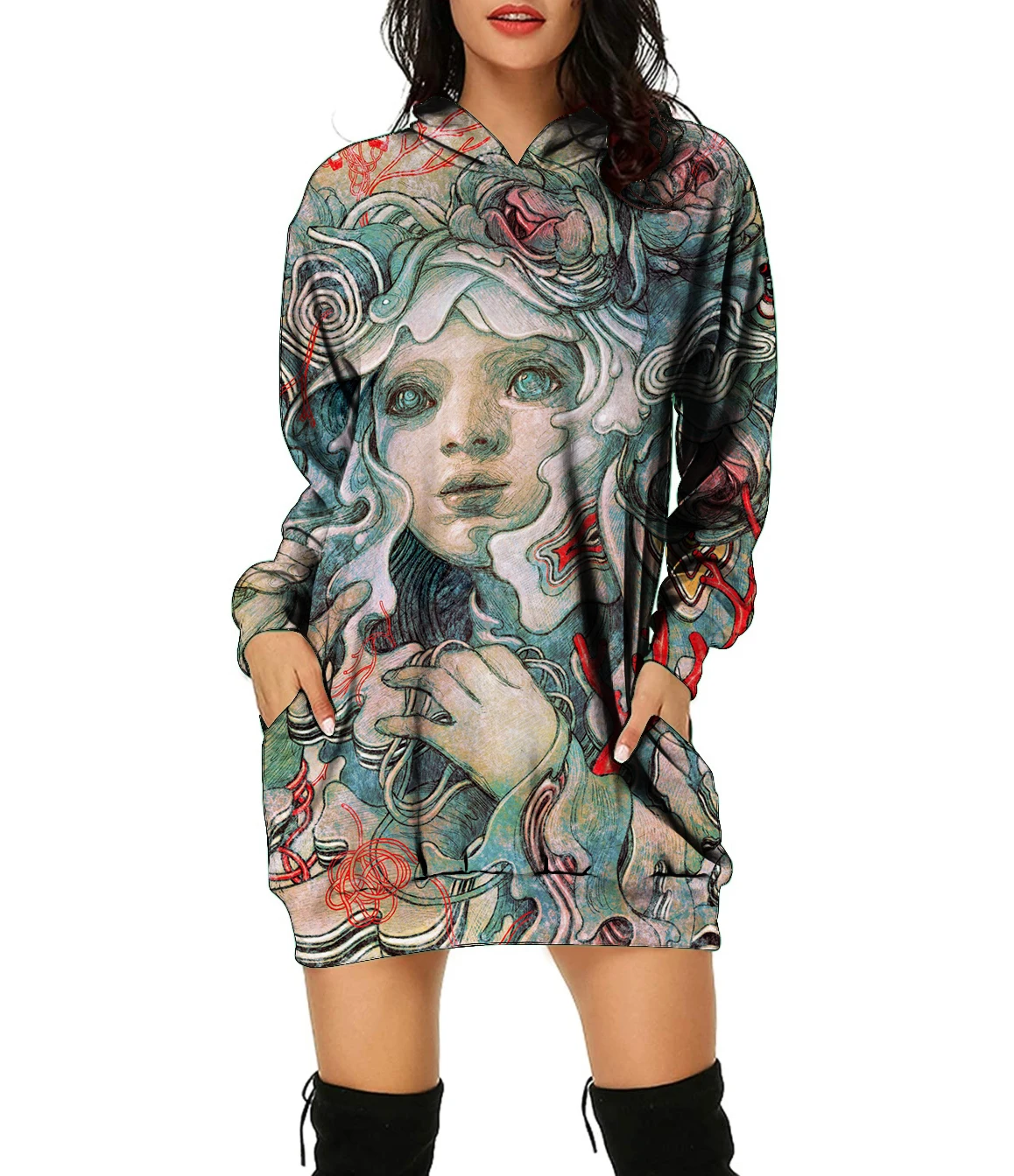 

Толстовка с капюшоном, свитшот с длинными рукавами в стиле Харадзюку, Спортивная уличная Толстовка Оверсайз с длинным рукавом и круглым выр...