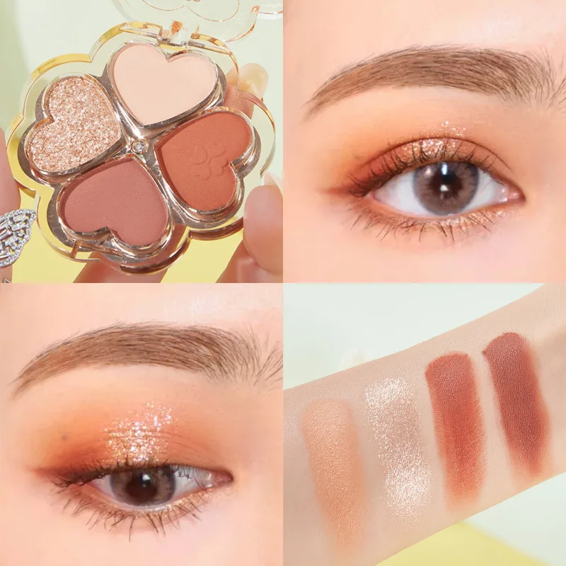 

Four-leaf Clover Four-color Eyeshadow Palette Earth Color Daily Makeup Matte Pearlescent Eyeshadow Nude Makeup Makeup Pallete