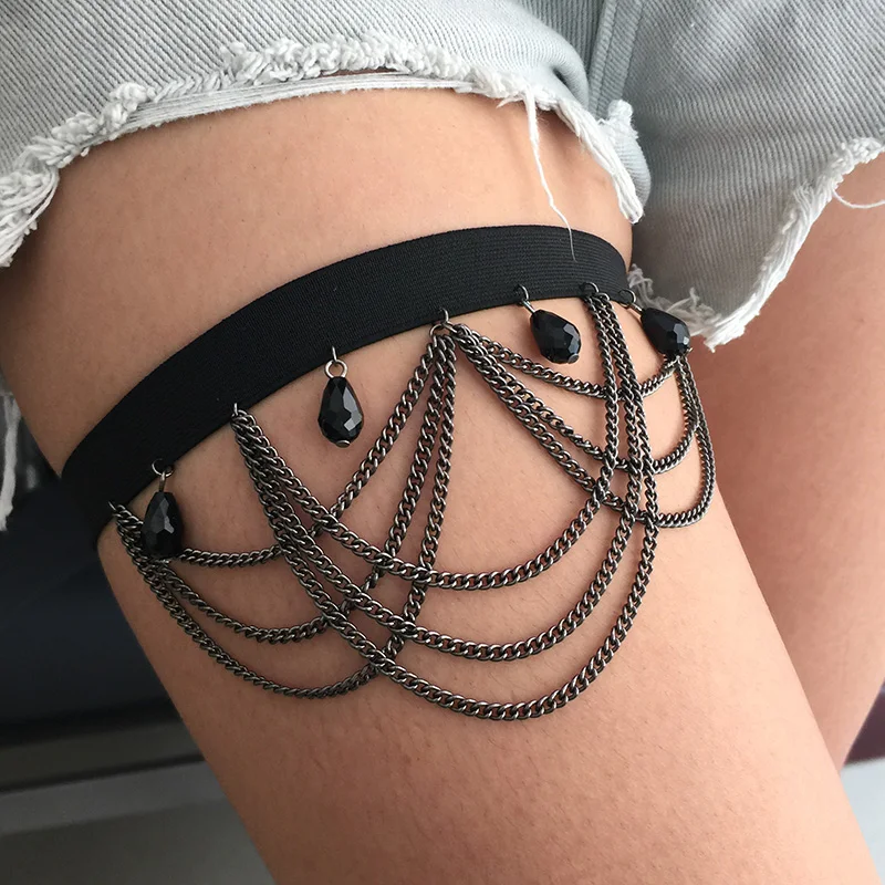 P0052 подвеска сексуальный эластичный пояс для чулок подвязки в стиле Панк цепь