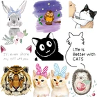 Теплопередача винила с милыми животными для одежды, Аппликации, наклейки для одежды, футболки, мультяшный Кот, термонаклейки с цветами, сделай сам