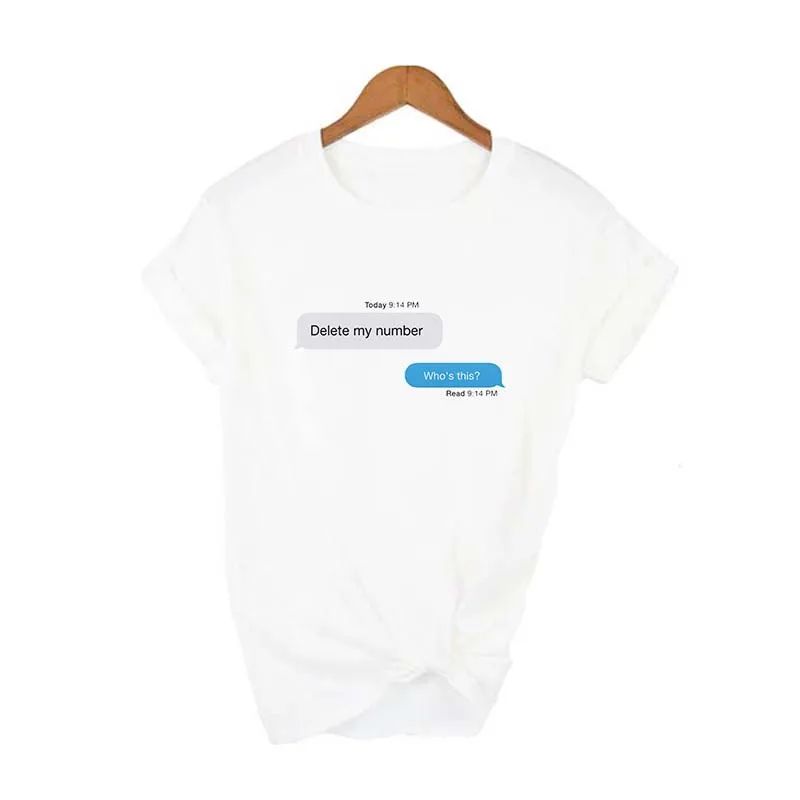 Белый Delete My Number Who Is This Quotes забавная футболка женская летняя Tumblr Grunge Модная белая футболка эстетическое искусство футболки Tumblr Shirts - Цвет: Белый