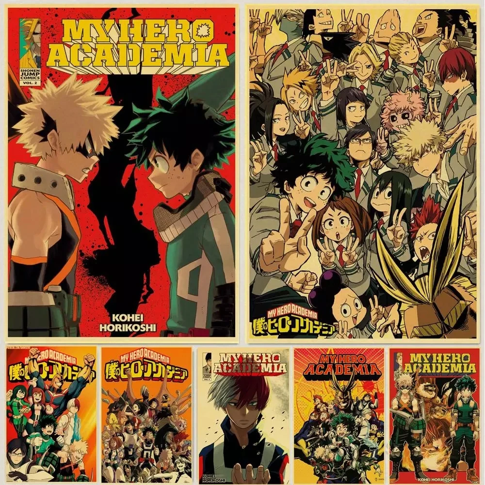 

Janpnese Anime My Hero Academia retro posters kraft wall paper High Quality Painting For Home Decor wall stickers