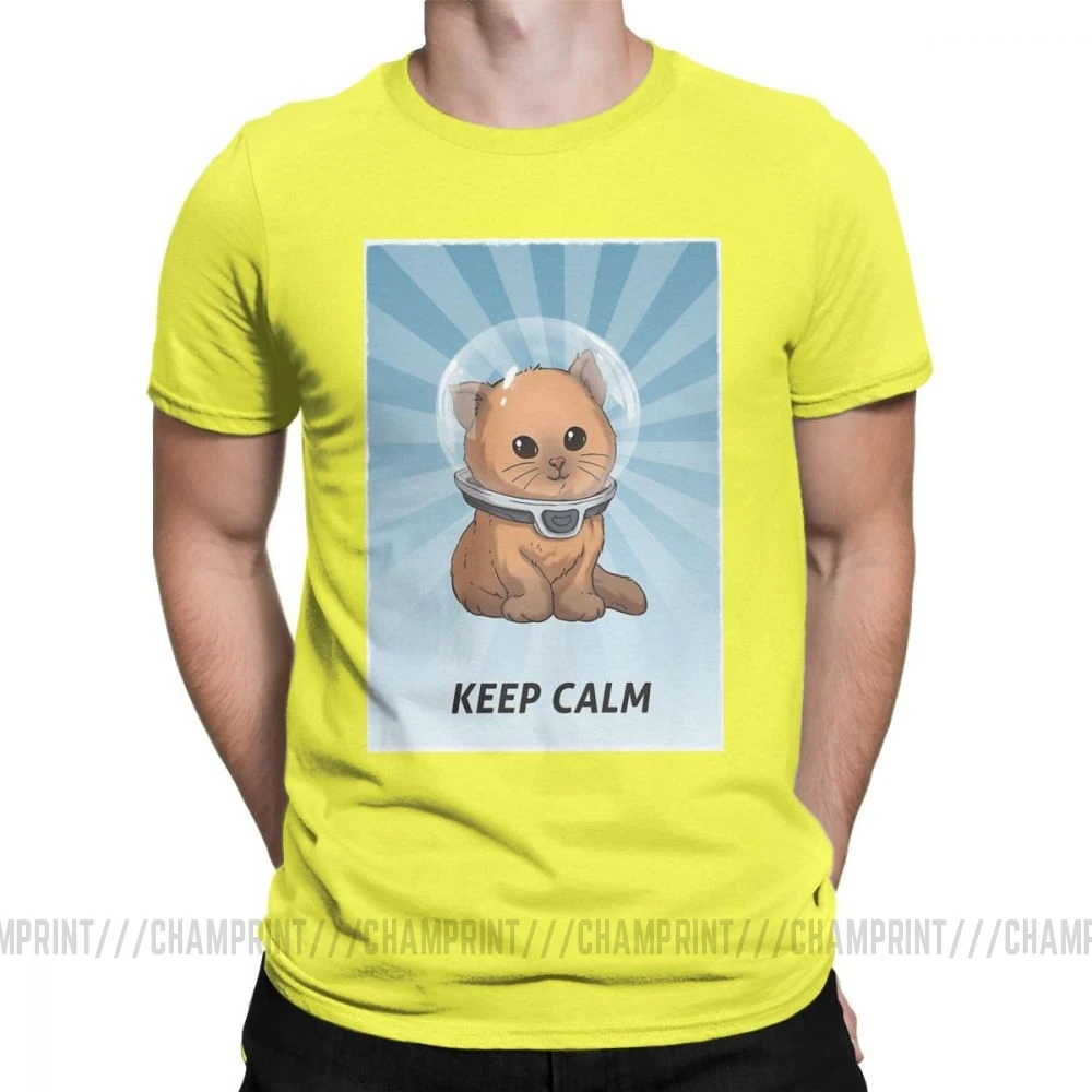 Винтаж Subnautica Keep Calm майки котенок для мужчин чистый хлопок футболки игры море Левиафан жнец Дайвинг рыба короткий рукав тройник - Цвет: Цвет: желтый
