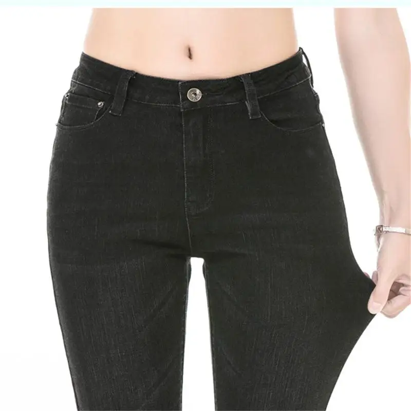 Бесплатная доставка Новинка Цвет Черный женские ботинки джинсы с вырезами