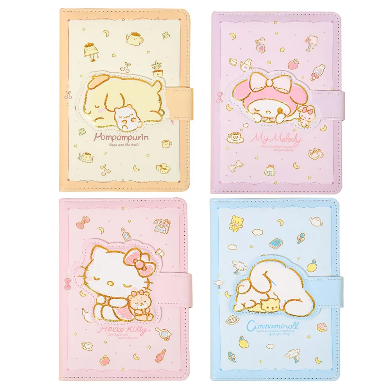 

Kawaii Sanrio Hellokitty Good Night Serie Cinnamoroll Melody Special-Shaped Magnetic Buckle Notebook Cartoon Student Hand Ledger
