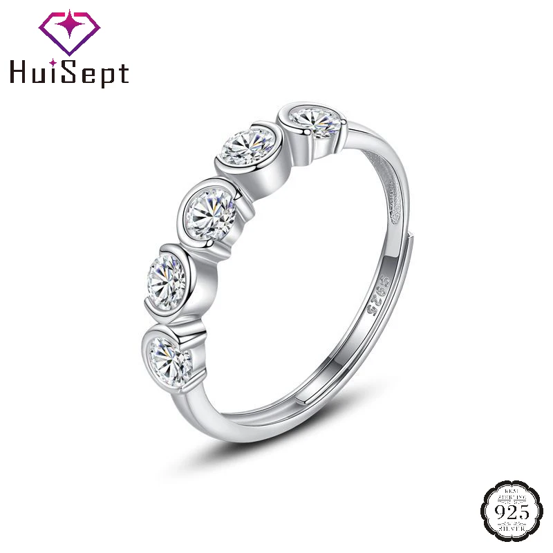 

HuiSept Women Ring S925 Silver Jewelry Accessories with Zircon Gemstone Open Finger Rings for Wedding Party Engagement Gifts