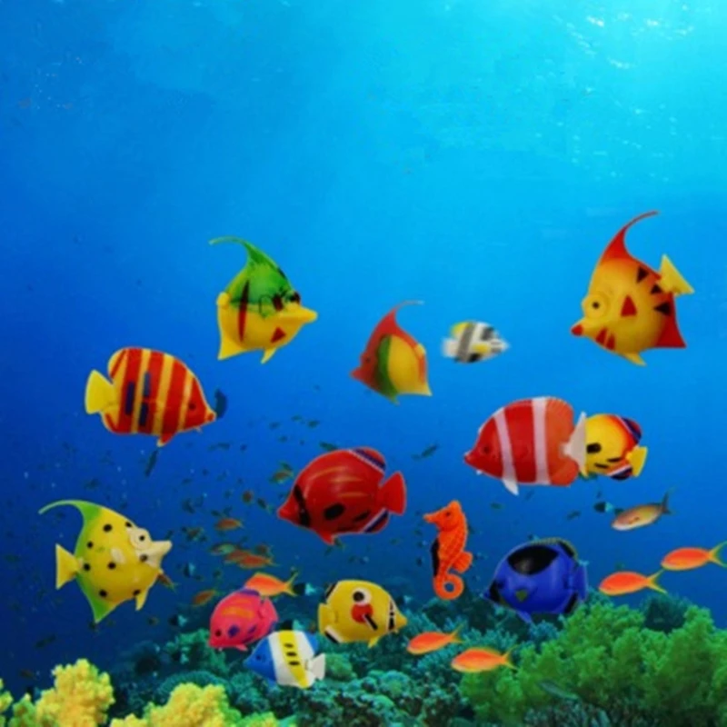 

12pcs DIY Floating Plastic Tropical Fishes Aquarium Decoration Baby Bath Toy