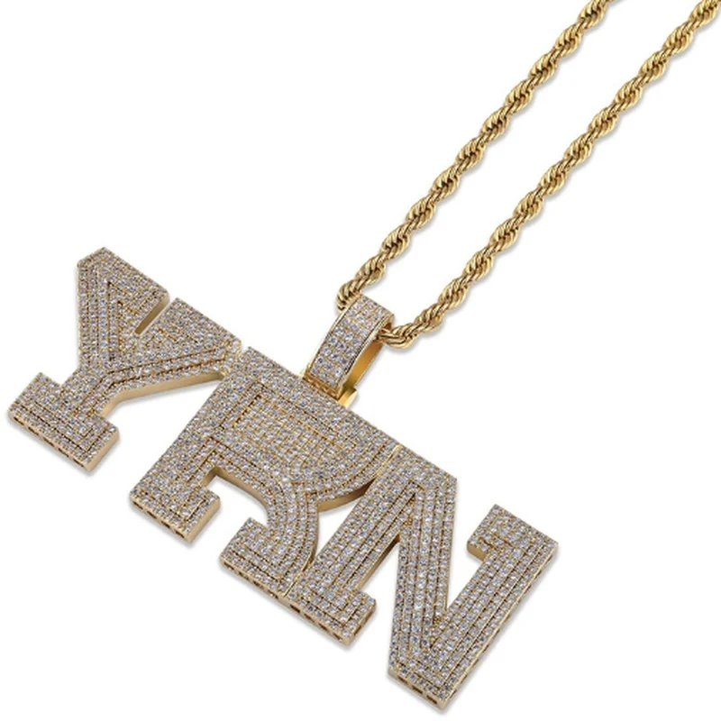 В стиле хип хоп лед из ювелирных изделий буквы Bling YRN кулон Цепочки и ожерелья для