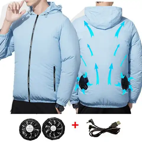 Мужская Уличная летняя куртка с USB-разъемом, куртка с электрическим вентилятором для охлаждения, мужская одежда с вентилятором для кондицио...