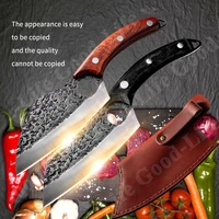 6 butcher knife with sheath chef knives kitchen knife hand forged for meat bone fish vegetables outdoor camping slicing cleaver