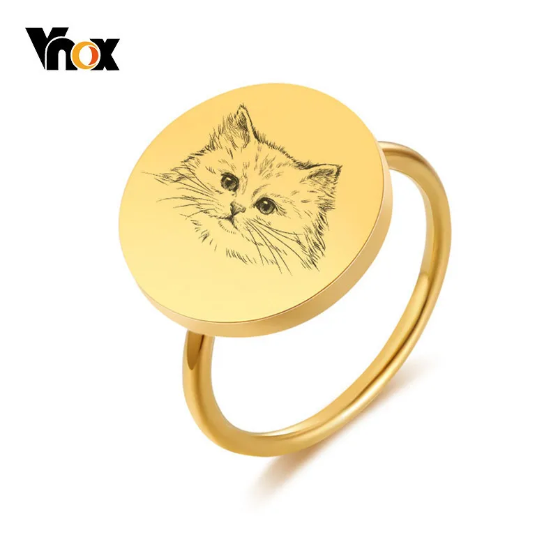 Vnox женские милые Колечки подарки для нее золотой тон из нержавеющей стали