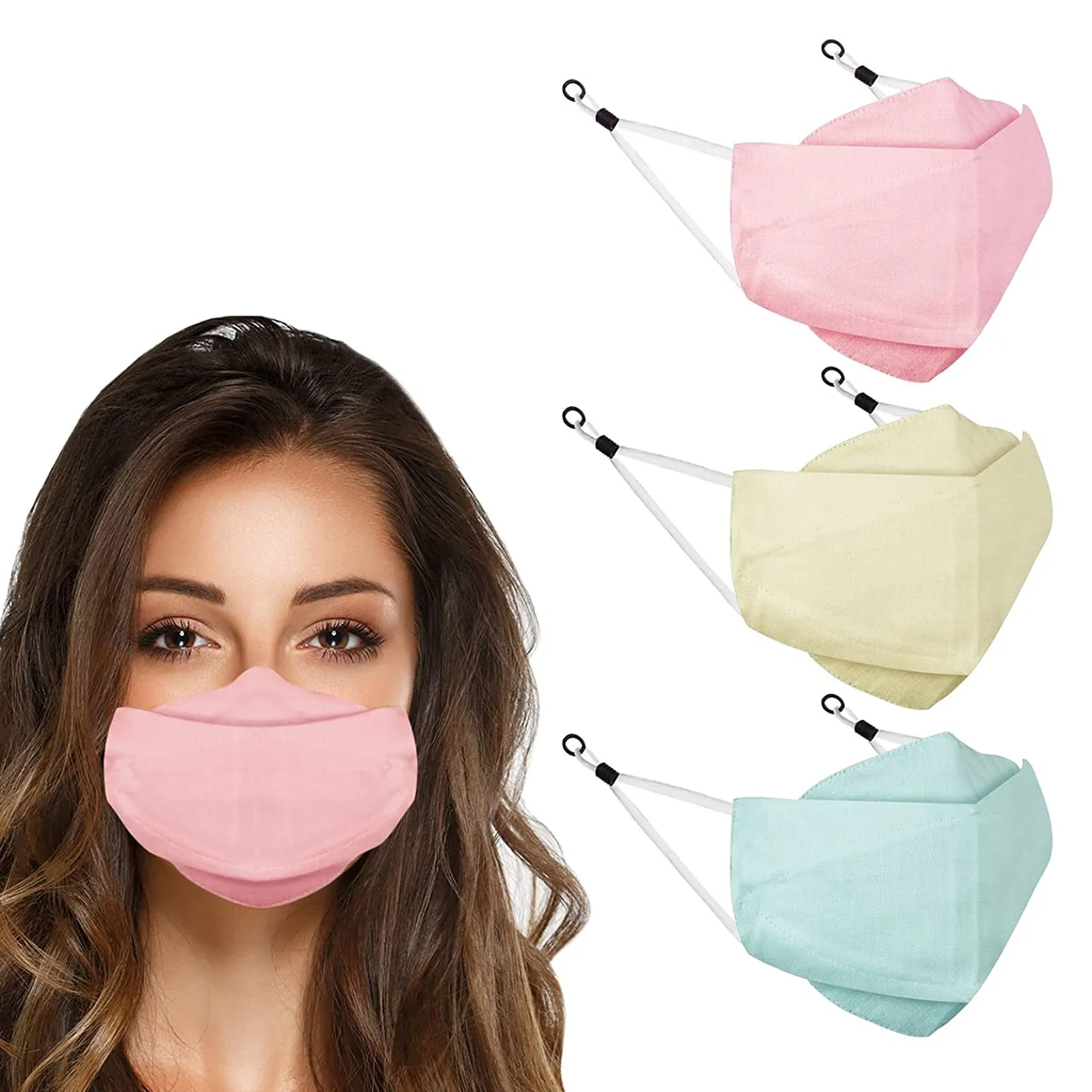 

3pc Fogging Cloth Face Mask With Nose Wire Adjustable Face Mouth Masks Halloween Cosplay Headband Colorful Comfortable Masken