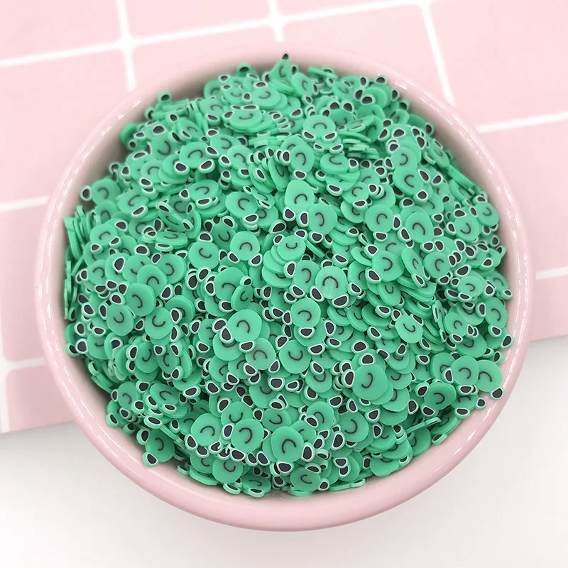 

100g Cartoon Frog Head Slice Animal Clay Sprinkles for Crafts Slime Filling Material DIY Nail Art Decoration Accessories