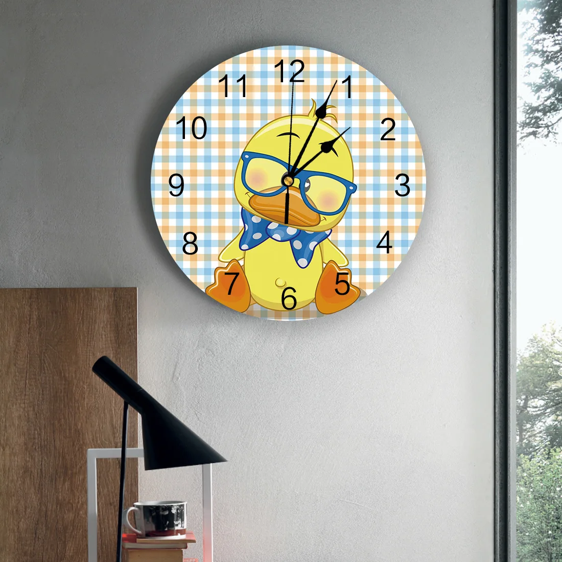 Современные настенные часы в скандинавском стиле с изображением желтой утки ПВХ