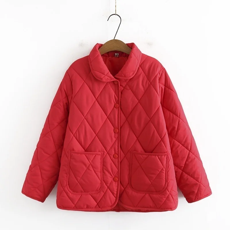 

Plus Size XL-4XL Women's Thick Beige Black Winter Coats Female Button Up Outerwear