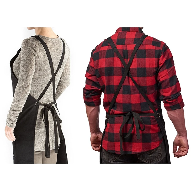 

Woodworking Canvas Apron Waterproof Adjustable Unisex Waxed Pockets Apron Woodworking Painting Kitchen Gardening Accessories