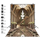 Свадебные фоны роскошный дворец шик стена занавески с цветами люстра интерьер комнаты декор Фотография фоны фотостудия