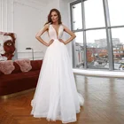 Женское свадебное платье Thinyfull, из тюля, с V-образным вырезом, жемчугом и бисером