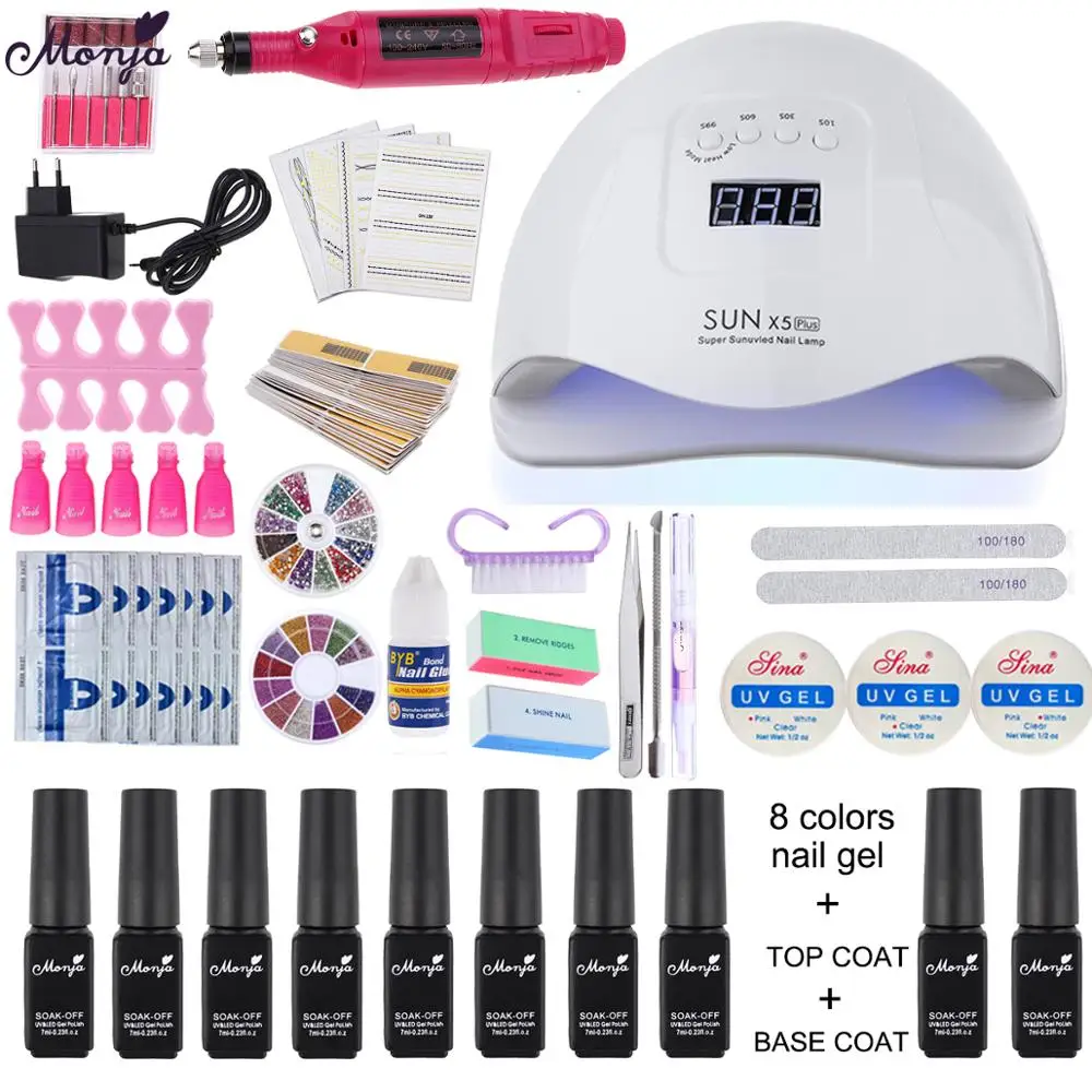 Домашний набор ногтей для маникюра Monja УФ светодиодный Сушилка с акриловым гелем