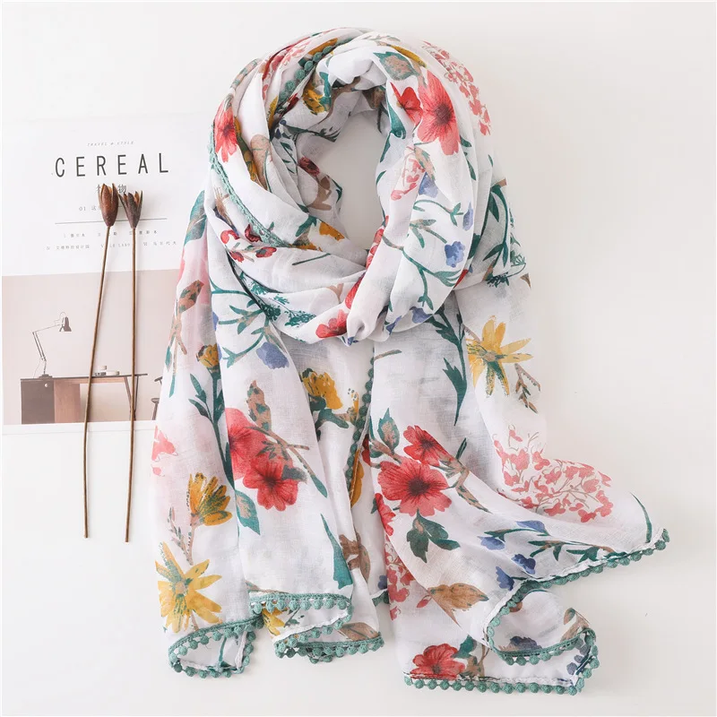 

Fashion Ethnic Head Scarf 2021 Women Autumn Spring Spain Style Polka Floral Patchwork Romantic Long Soft Print Scarves 180*90Cm