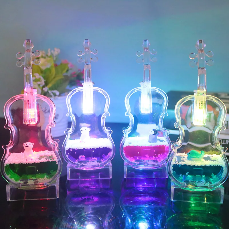 Креативная скрипка плавающие капли животных от протекания масла светящиеся