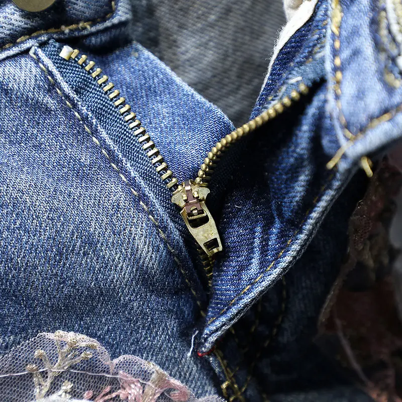 

Women Jeans Skirt Shorts Feminino Denim Flowers Print Leg-openings Plus Size Ripped Sequins Zipper Shorts With Pockets 2020