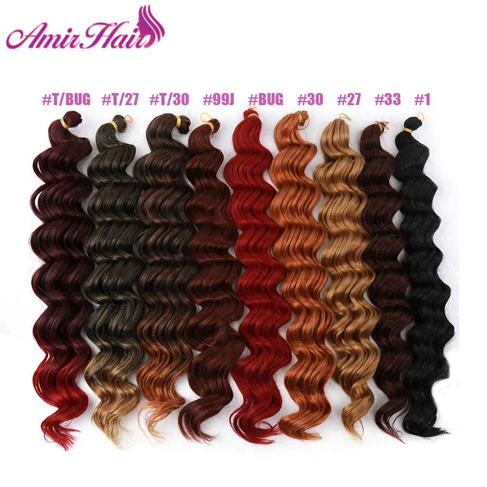

Amir Synthetic Ombre Braiding Hair Extensions Deep Wave Crochet Braids Twists Hair Bundles Afro Freetress Dark Blonde 80g/pack