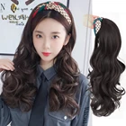 WEILAI длинные волнистые черные парик с головной повязкой для женщин термостойкие синтетические головные уборы парики