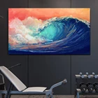 Холст для живописи большого размера современное изображение пейзажа стены искусства Красочный галтовочная океан волны Арт плакат для Гостиная стены искусства