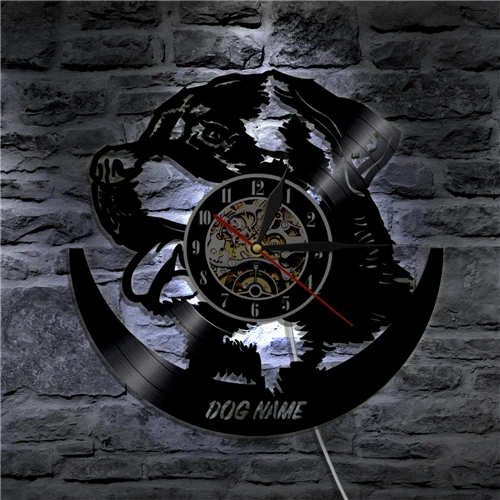 Домашнее украшение виниловые настенные часы с изображением собаки
