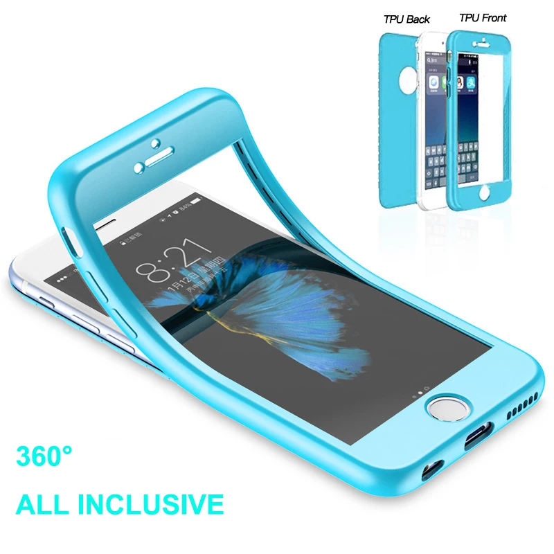 

Полностью закрытый защитный передний чехол для телефона iphone X XR XS Max 6 6s 7 8 plus, Мягкий Силиконовый противоударный чехол для iPhone 7 8 plus, 360