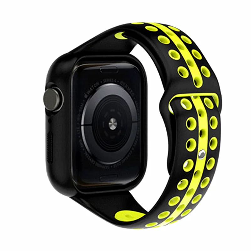 Чехол + ремешок для Apple watch band 44 мм 40 iWatch Силиконовый защитный чехол браслет часов 5