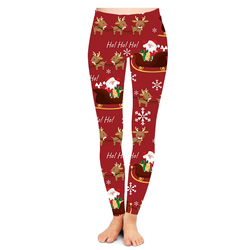 

Custom Made Christmas Ho Ho Ho Sublimation Printing Female Women Pants Leggings