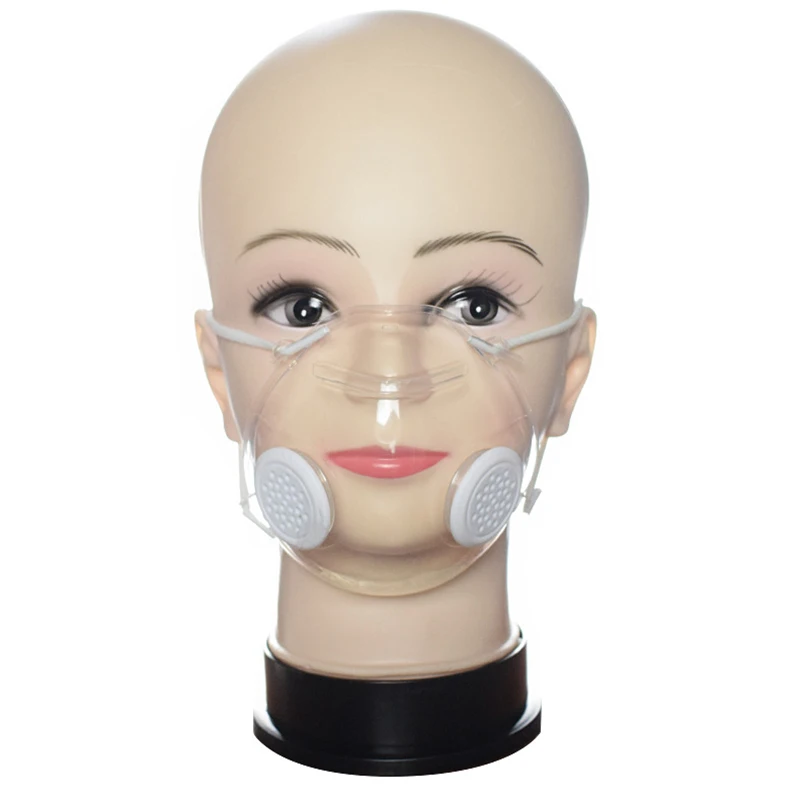 Силиконовая многоразовая маска с дыхательным клапаном прозрачная глухая для губ