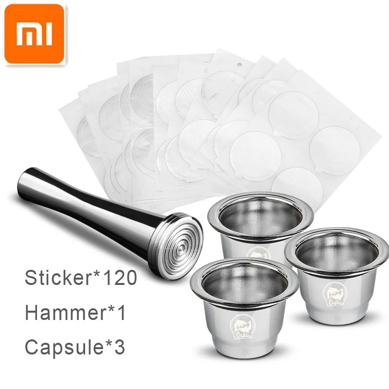 

STAINLESS STEEL Metal Reusable Coffee Capsule Espresso cafe Sticker Capsule Hammer For XIAOMI Nescafe Coffee Makers Machine