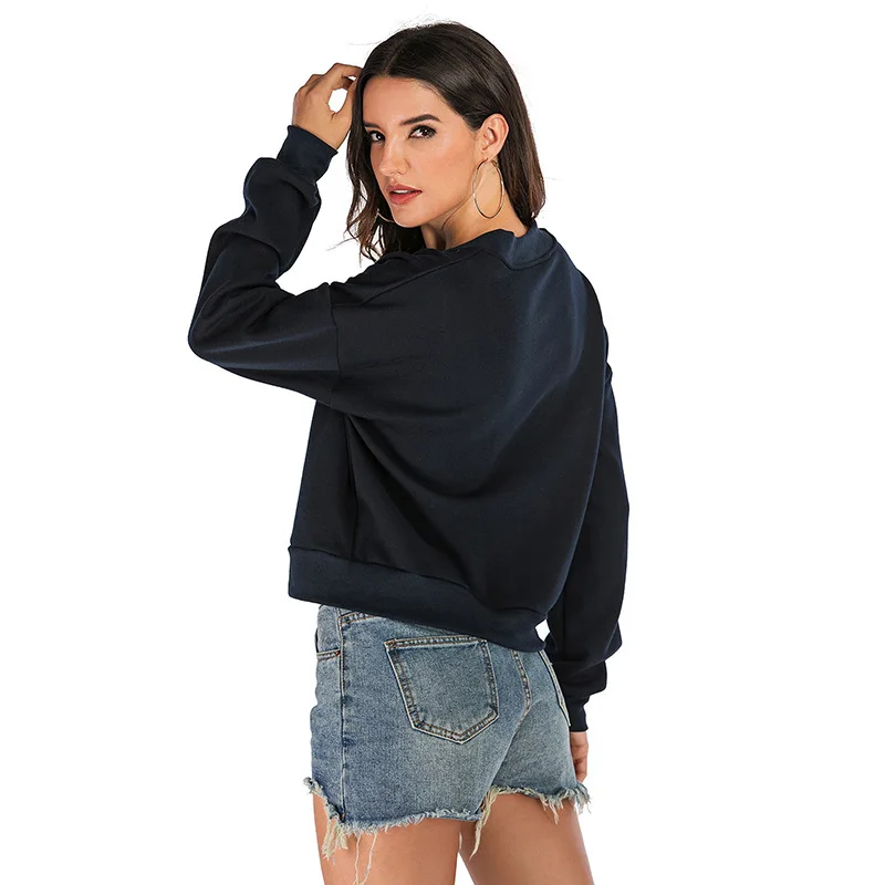 

Women's Clothing European And American Cross Border Solid Color V-neck Long Sleeve Plush Thickened Sweater Girl 2020