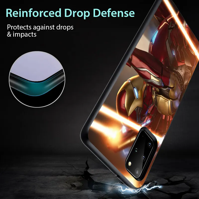 

Marvel Iron Man for Samsung S6 S7 S8 S9 S10 S10E S21 Edge Plus Ultra 5G TPU Black Phone Case