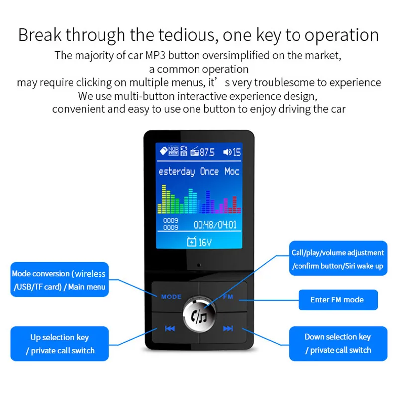 JaJaBor FM передатчик Bluetooth 5 0 автомобильный комплект громкой связи AUX музыкальный
