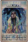 Жестяной плакат в стиле ретро с надписью She Had The Heart of The Hippie Girl, металлическое украшение для кафе, бара, магазина, домашнее украшение на стену 8x12