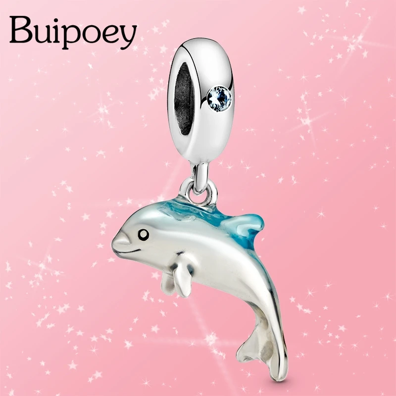 Buipoey 2 шт синий Дельфин кулон из бисера Лето океан серии Шарм подходит бренды