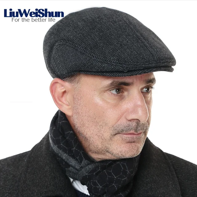 Winter Wool Male Beret Cap Hats With 