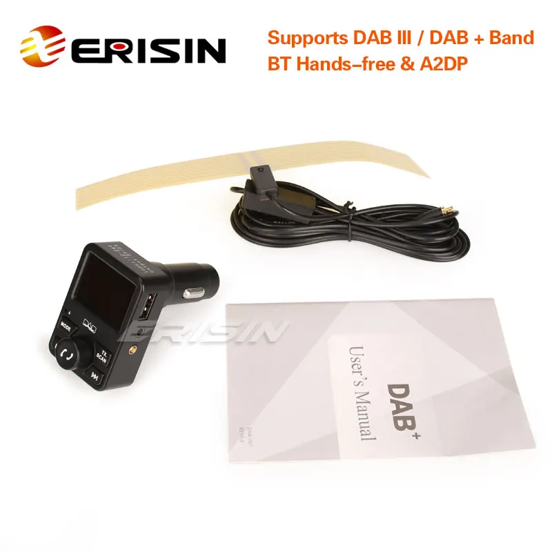 Erisin ES367 автомобильное радио стерео DAB+ цифровой приемник Bluetooth USB зарядное устройство дуплексный MP3 A2DP RDS
