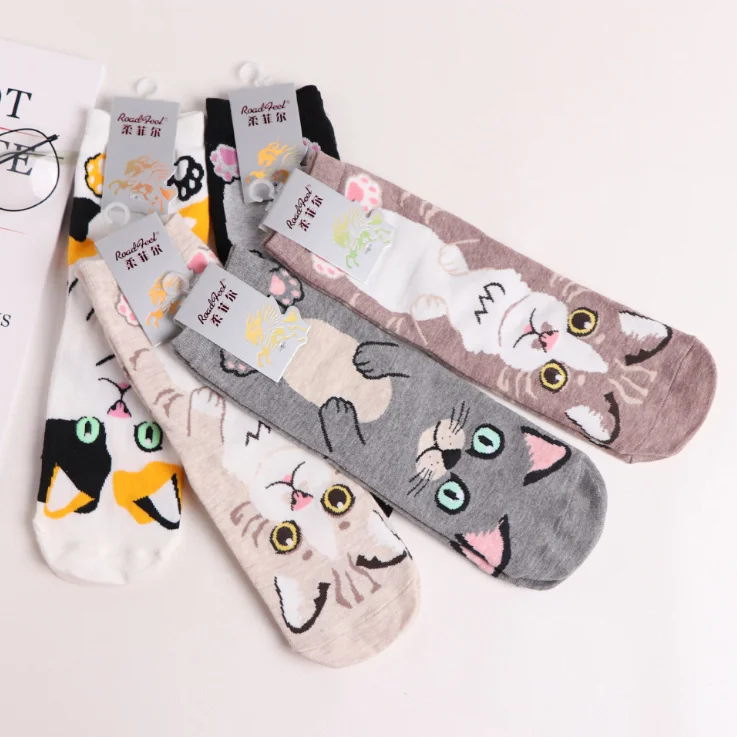 

Women's Socks Cartoon Cat Lovely Cute Socks 1 Pair Casual Cotton Socks For Woman Girls Cute Socks Korean Style Socks EU 35-43